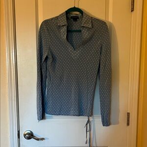 Ann Taylor Blue and White Patterned Blouse